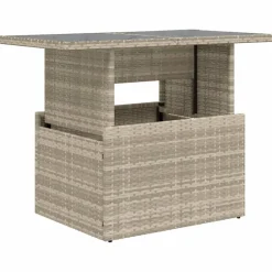 vidaXL Table de jardin dessus en verre 100x55x73 cm rotin