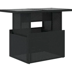 Mobilier De Jardin-vidaXL Table de jardin dessus en verre 100x55x73cm résine tressée Noir