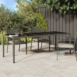 Mobilier De Jardin-vidaXL Table de Jardin Gris 250 x 100 x 75 cm polyrotin Gris et noir