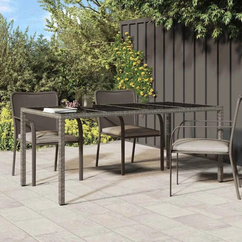 Mobilier De Jardin-vidaXL Table de Jardin Gris 190 x 90 x 75 cm polyrotin Gris et noir