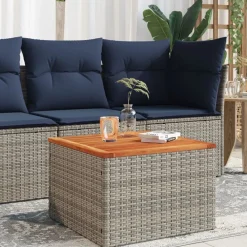vidaXL Table de jardin 55x55x37 cm résine tressée et bois acacia