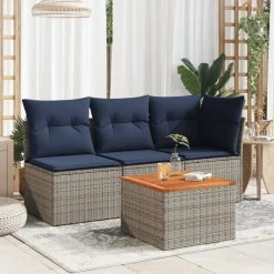 vidaXL Table de jardin 55x55x37 cm résine tressée et bois acacia