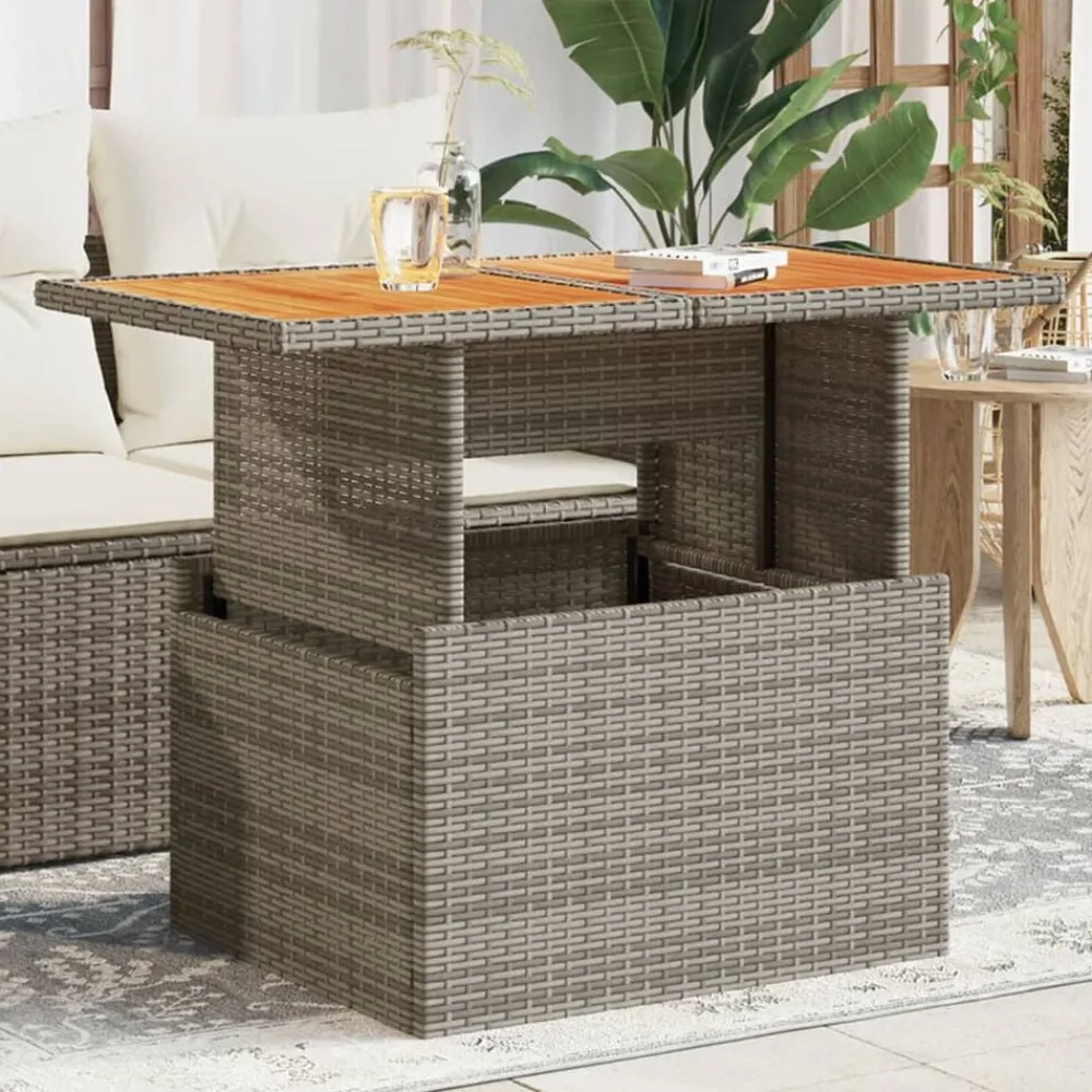 Mobilier De Jardin-vidaXL Table de jardin 100x55x73 cm résine tressée et bois acacia Gris