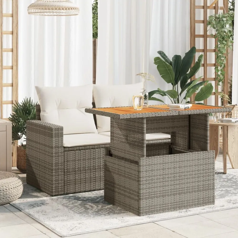 Mobilier De Jardin-vidaXL Table de jardin 100x55x73 cm résine tressée et bois acacia Gris