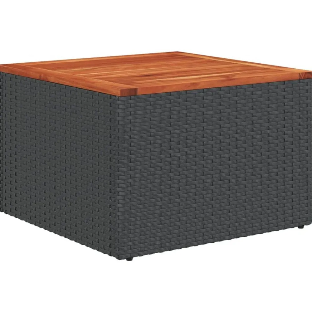 Mobilier De Jardin-vidaXL Table de jardin e 55 x 55 x 37 cm en résine tressée et bois d'acacia Noir