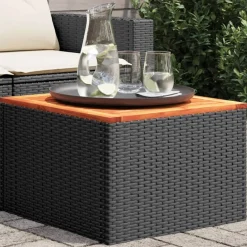 Mobilier De Jardin-vidaXL Table de jardin e 55 x 55 x 37 cm en résine tressée et bois d'acacia Noir