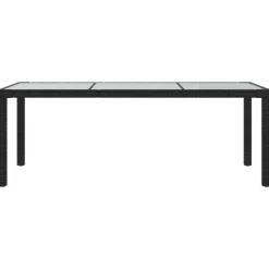 Mobilier De Jardin-vidaXL Table de jardin Noir 190x90x75 cm Verre trempé/résine tressée Noir et blanc