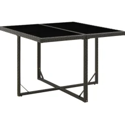 Mobilier De Jardin-vidaXL Table de jardin 109x107x74 cm Résine tressée et verre Noir