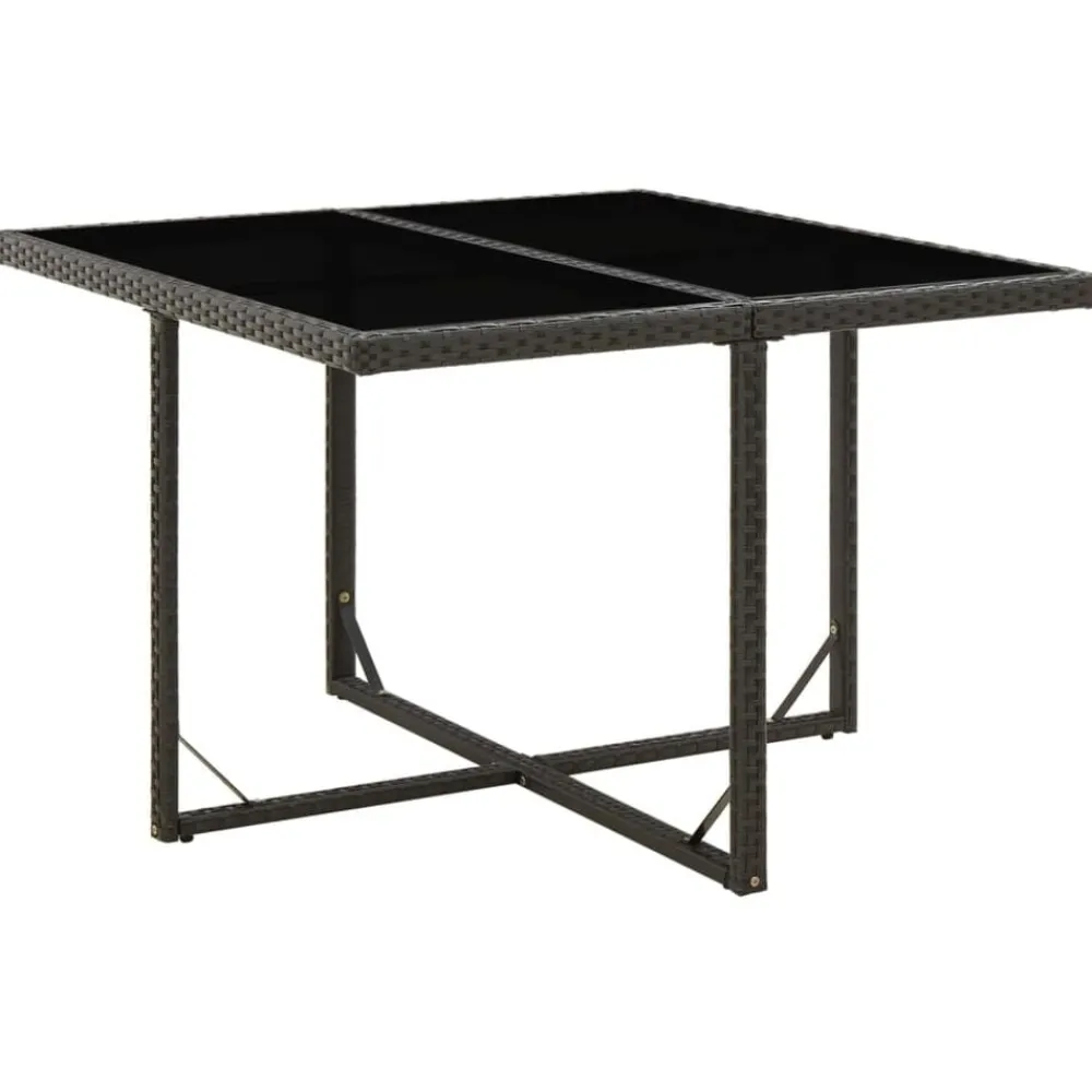 Mobilier De Jardin-vidaXL Table de jardin 109x107x74 cm Résine tressée et verre Noir