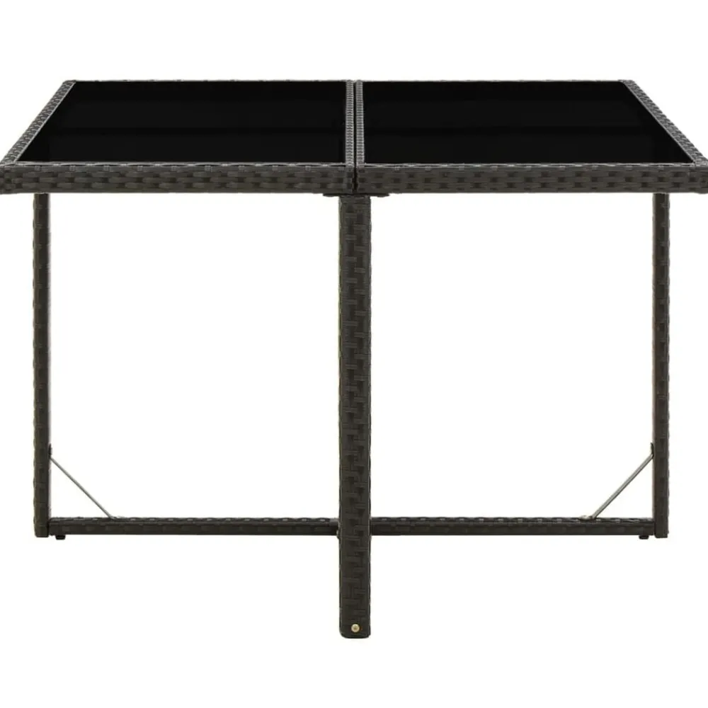 Mobilier De Jardin-vidaXL Table de jardin 109x107x74 cm Résine tressée et verre Noir