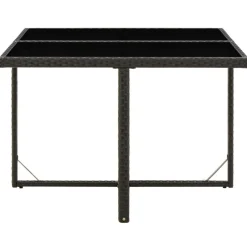 Mobilier De Jardin-vidaXL Table de jardin 109x107x74 cm Résine tressée et verre Noir