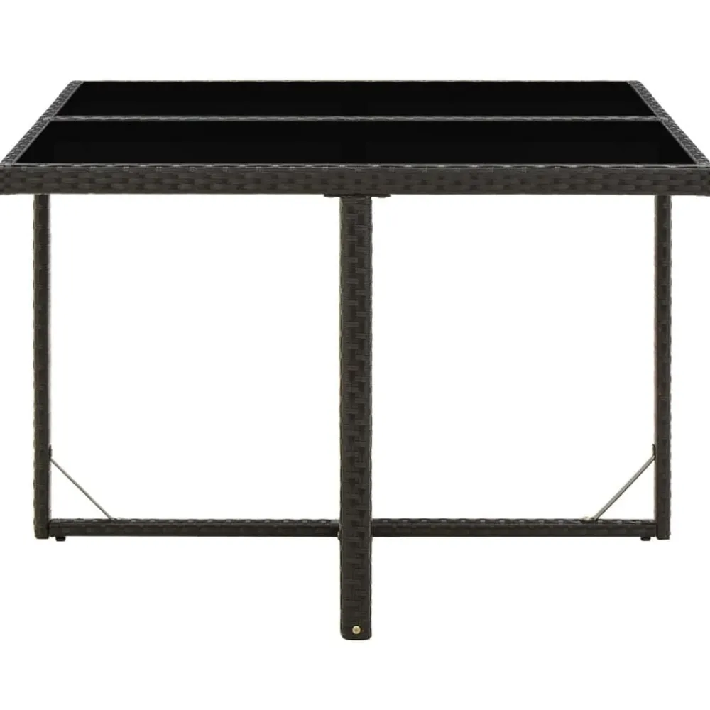 Mobilier De Jardin-vidaXL Table de jardin 109x107x74 cm Résine tressée et verre Noir