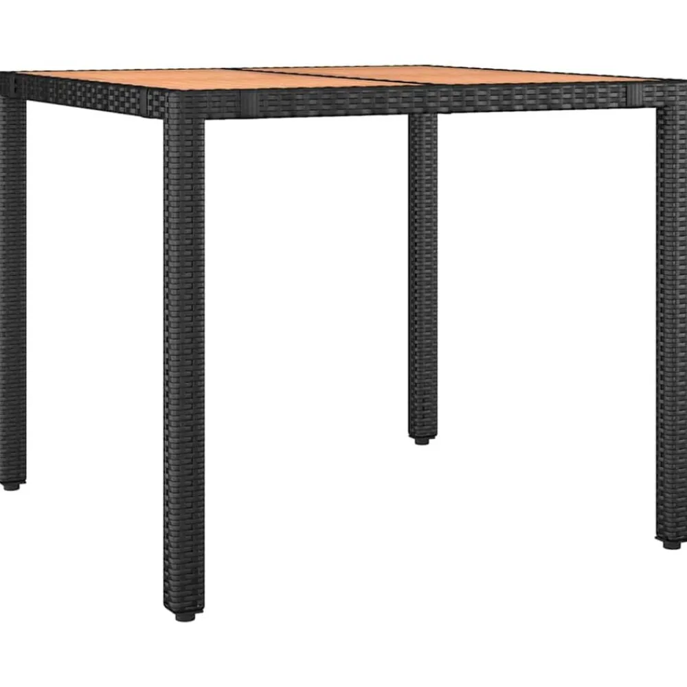 Mobilier De Jardin-vidaXL Table de jardin plateau en bois Résine tressée bois massif Noir