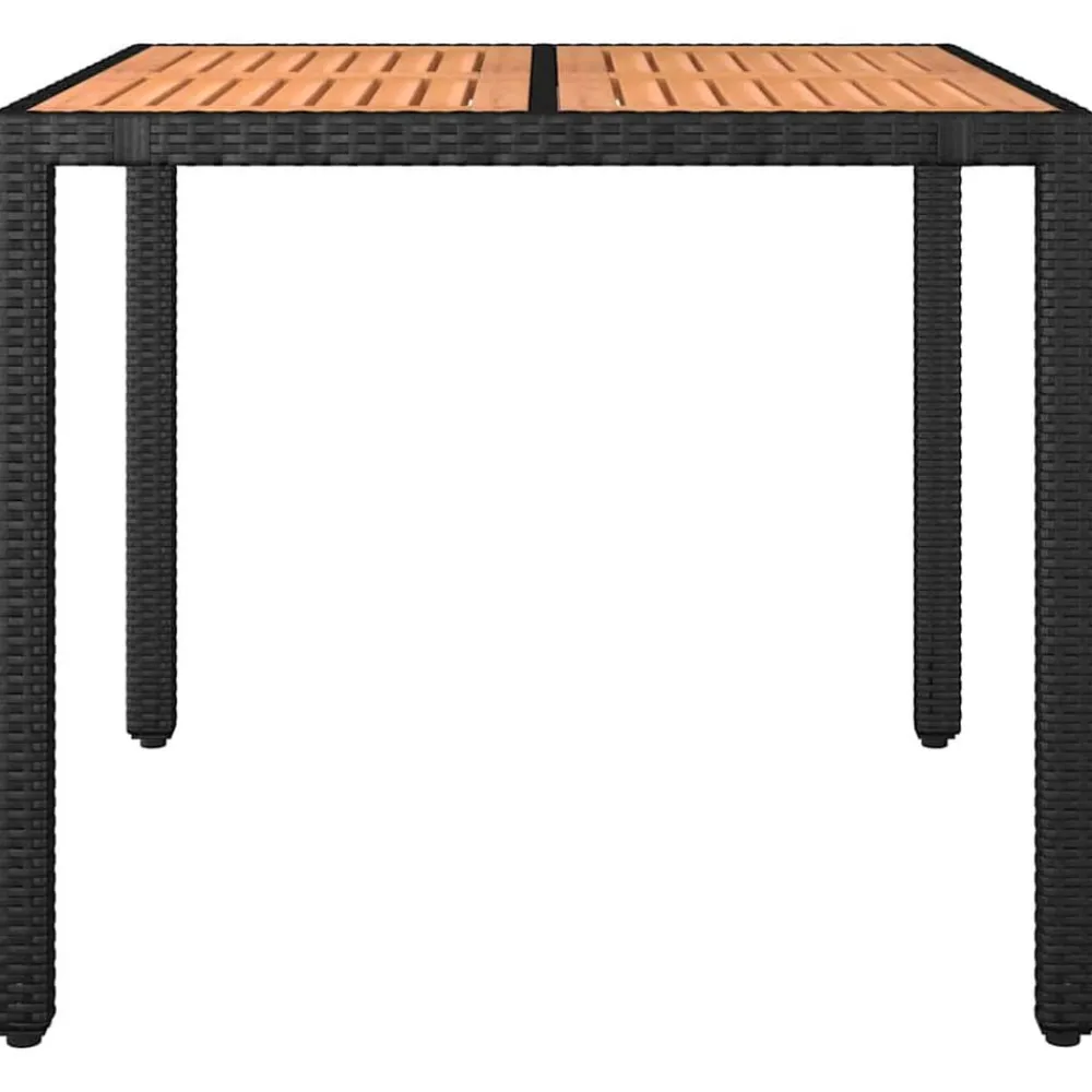 Mobilier De Jardin-vidaXL Table de jardin plateau en bois Résine tressée bois massif Noir