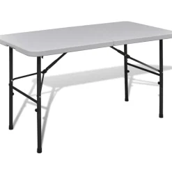 vidaXL Table de jardin pliable 122 cm blanche en HDPE