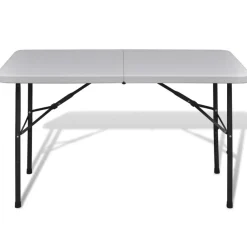 vidaXL Table de jardin pliable 122 cm blanche en HDPE