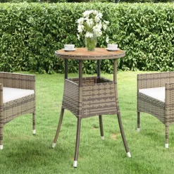 Mobilier De Jardin-vidaXL Table de jardin Ø60x75 cm Acacia et résine tressée Gris