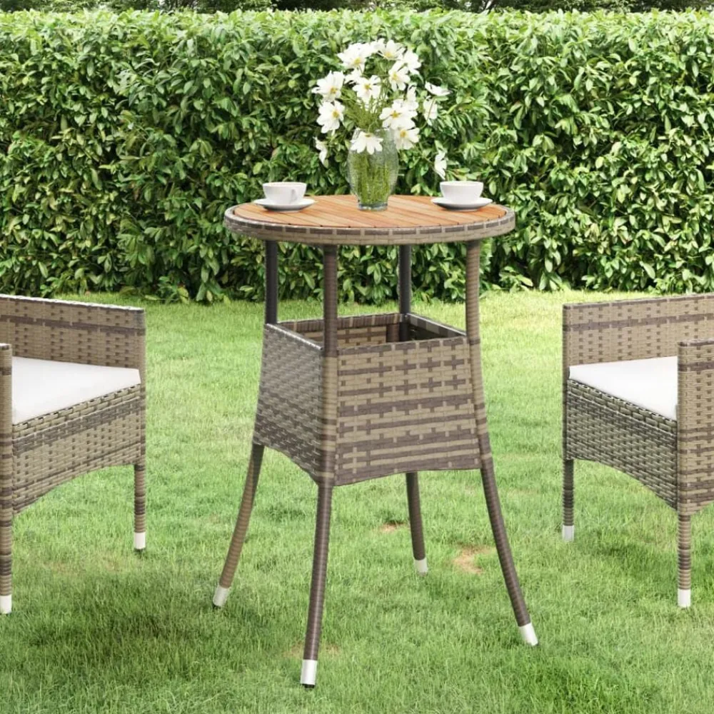 Mobilier De Jardin-vidaXL Table de jardin Ø60x75 cm Acacia et résine tressée Gris