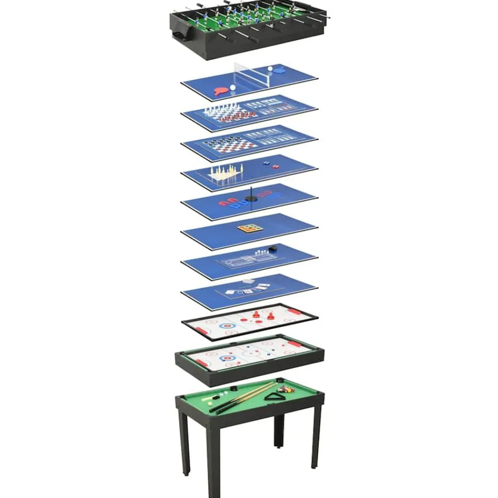 Jeux D'Intérieur-vidaXL Table de jeu multiple 15 en 1 121x61x82 cm Noir
