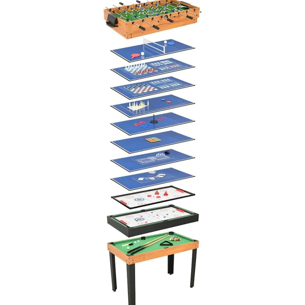 Jeux D'Intérieur-vidaXL Table de jeu multiple 15 en 1 121x61x82 cm Érable Marron