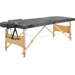 Santé & Beauté-vidaXL Table de massage avec 2 zones Cadre en bois 186x68cm Anthracite