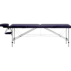 Santé & Beauté-vidaXL Table de massage pliable 2 zones Aluminium Violet