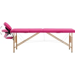 vidaXL Table de massage pliable 2 zones Bois