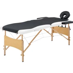 vidaXL Table de massage pliable 2 zones Bois