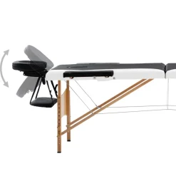 vidaXL Table de massage pliable 2 zones Bois