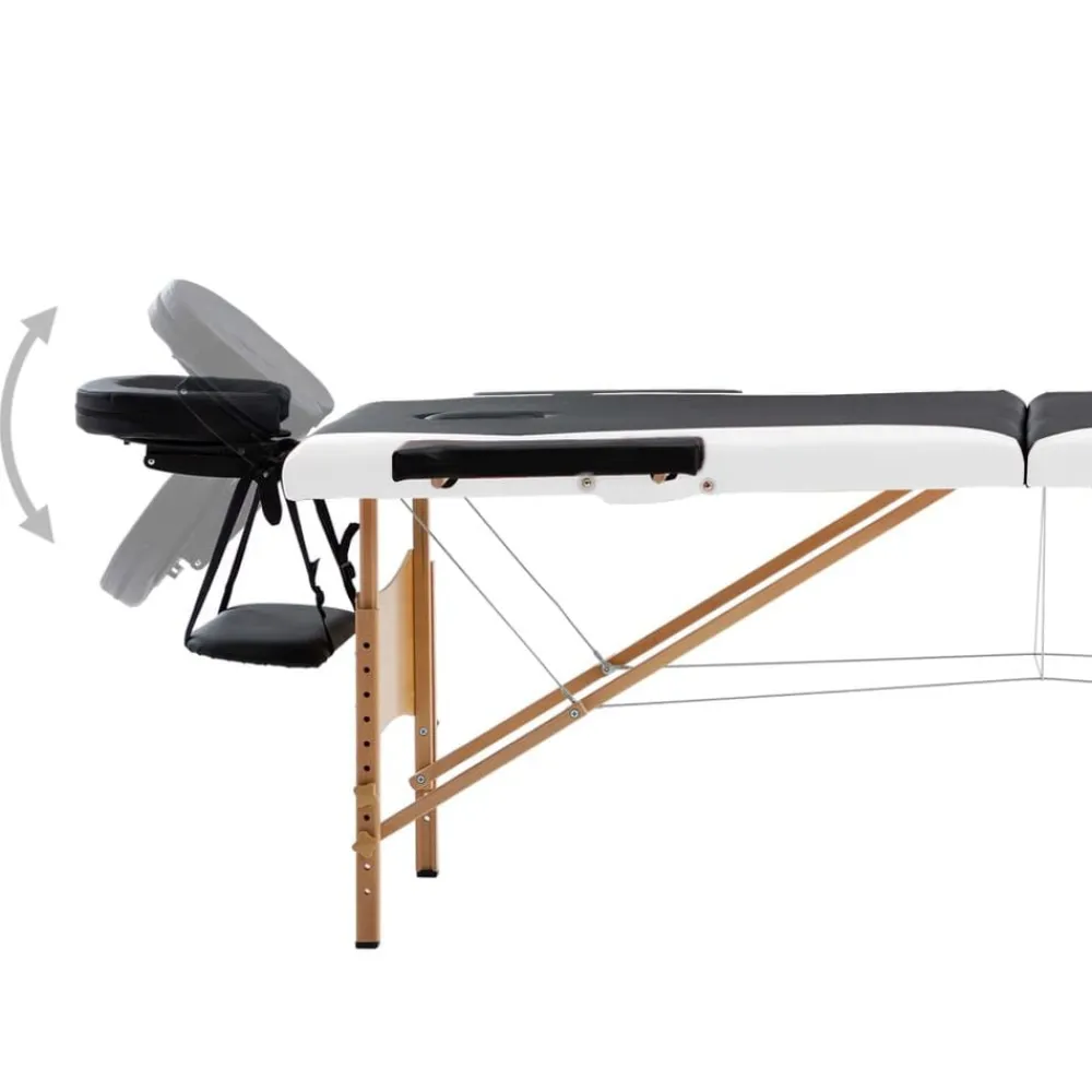 vidaXL Table de massage pliable 2 zones Bois