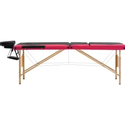 Santé & Beauté-vidaXL Table de massage pliable 3 zones Bois noir et rose
