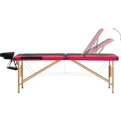 Santé & Beauté-vidaXL Table de massage pliable 3 zones Bois noir et rose