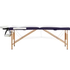Santé & Beauté-vidaXL Table de massage pliable 2 zones Bois Blanc et violet
