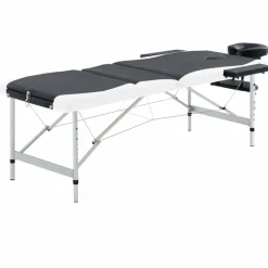 Santé & Beauté-vidaXL Table de massage pliable 3 zones Aluminium Noir et blanc