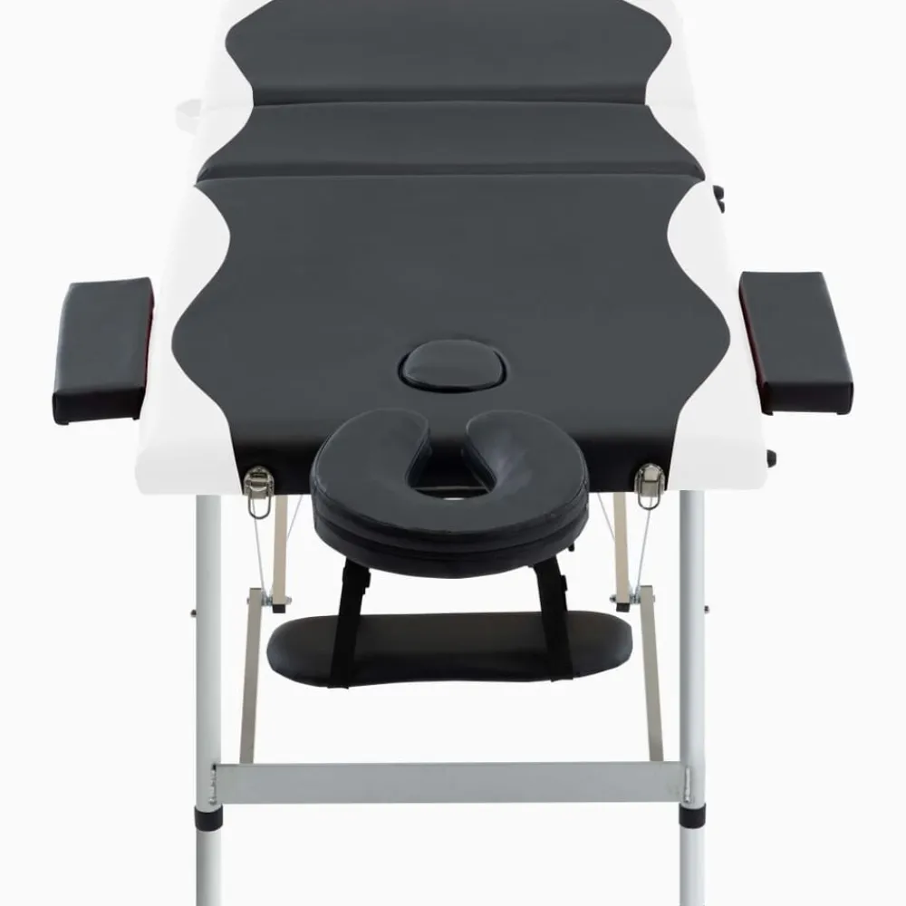 Santé & Beauté-vidaXL Table de massage pliable 3 zones Aluminium Noir et blanc
