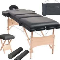 vidaXL Table de massage pliable et tabouret 10 cm d'épaisseur