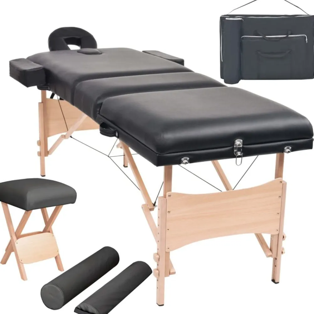 vidaXL Table de massage pliable et tabouret 10 cm d'épaisseur