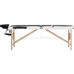 Santé & Beauté-vidaXL Table de massage pliable 3 zones Bois Noir et blanc