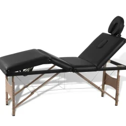 vidaXL Table de massage pliable 4 zones avec cadre en bois