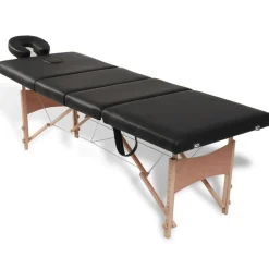 vidaXL Table de massage pliable 4 zones avec cadre en bois
