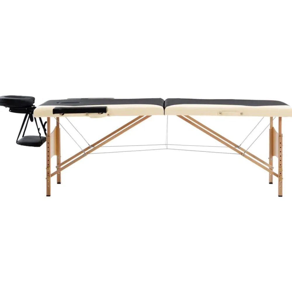 Santé & Beauté-vidaXL Table de massage pliable 2 zones Bois Noir et beige