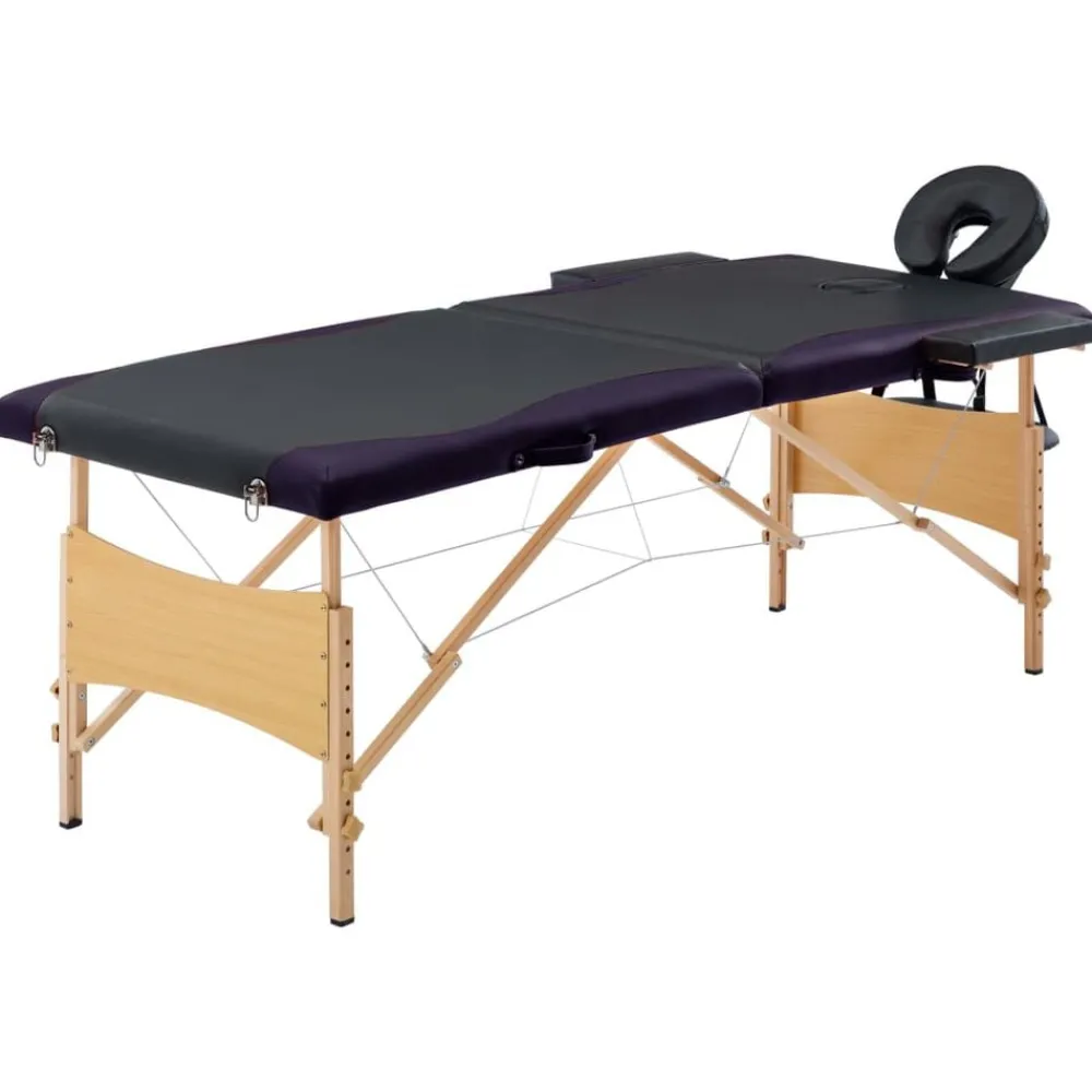 Santé & Beauté-vidaXL Table de massage pliable 2 zones Bois Noir