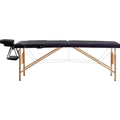 Santé & Beauté-vidaXL Table de massage pliable 2 zones Bois Noir