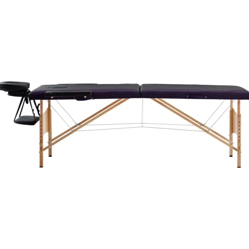 Santé & Beauté-vidaXL Table de massage pliable 2 zones Bois Noir