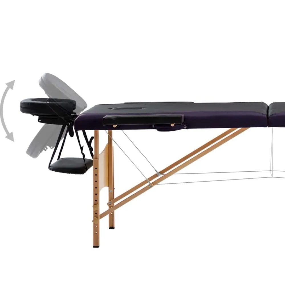 Santé & Beauté-vidaXL Table de massage pliable 2 zones Bois Noir