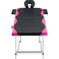 Santé & Beauté-vidaXL Table de massage pliable 2 zones Aluminium noir et rose