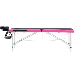 Santé & Beauté-vidaXL Table de massage pliable 2 zones Aluminium noir et rose