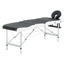Santé & Beauté-vidaXL Table de massage pliable 4 zones Aluminium Noir et blanc