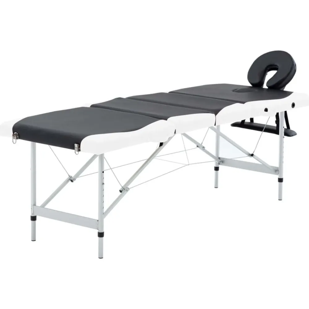 Santé & Beauté-vidaXL Table de massage pliable 4 zones Aluminium Noir et blanc