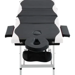 Santé & Beauté-vidaXL Table de massage pliable 4 zones Aluminium Noir et blanc